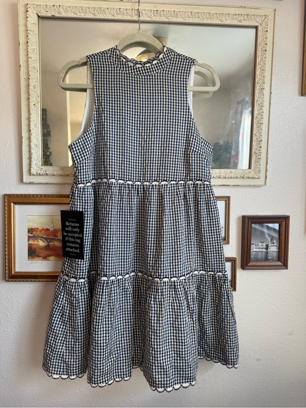 Tuckernuck Black and White Gingham Tiered Mini Dress